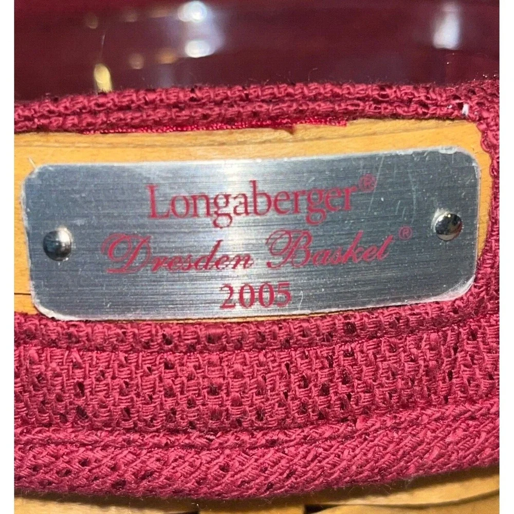 2005 Longaberger Dresden Small Basket Paprika Red Fabric Liner Protector